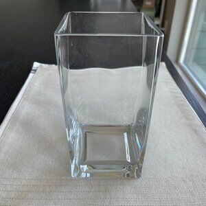 8" Tall Square Glass Vase — Clear — New in Box